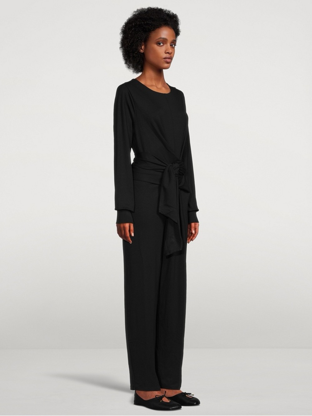 NWT KOTN Sz L Black Wrap Tie Relaxed Minimalist Jumpsuit